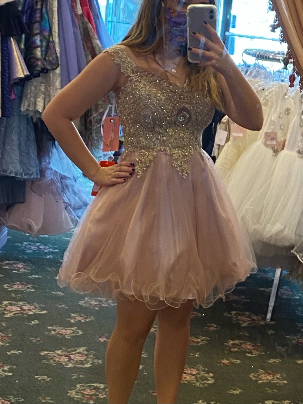 Dancing Queen Rose Gold Sequin Tulle Party Dress
